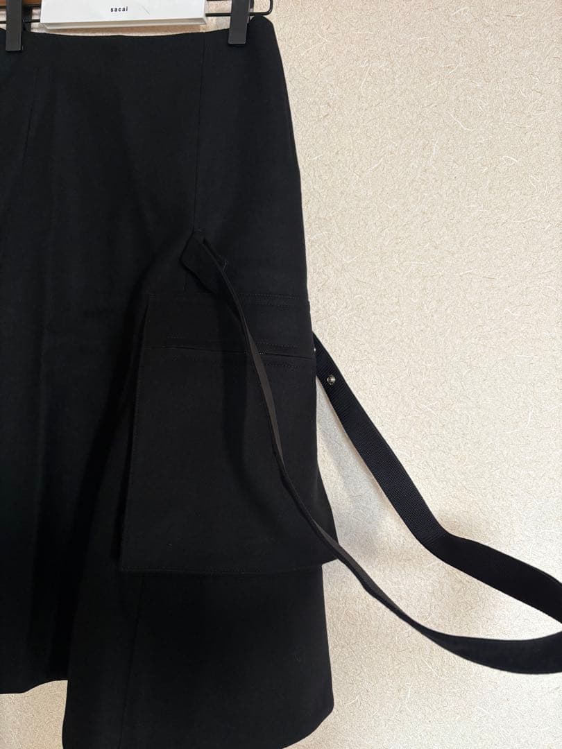 新品未使用Sacai 23AW Wool Melton Skirt 黒 サイズ1