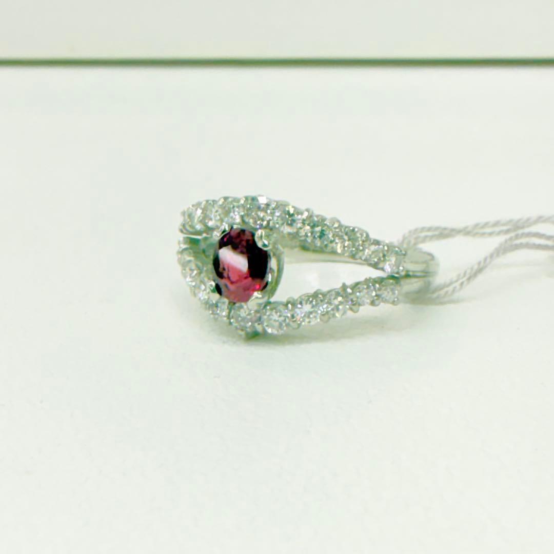 PT900 高品質天然ルビー/天然ダイヤリング新品仕上げ済み。プラチナ。11号。