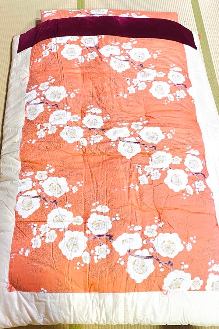 【未使用】日本製　高級婚礼布団　敷・掛け布団セット　シングル　綿布団　和布団　梅