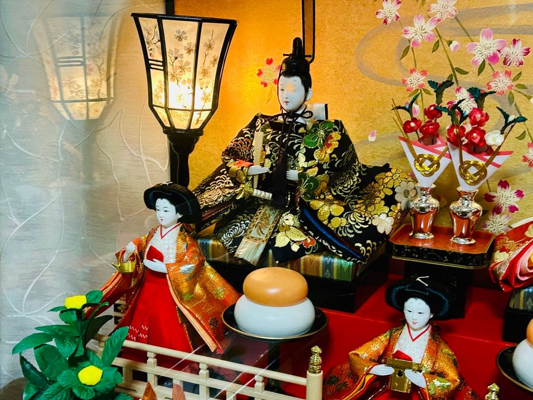 【久月　美品　縁起の良い高級雛人形】親王官女五人飾り　桃の節句に