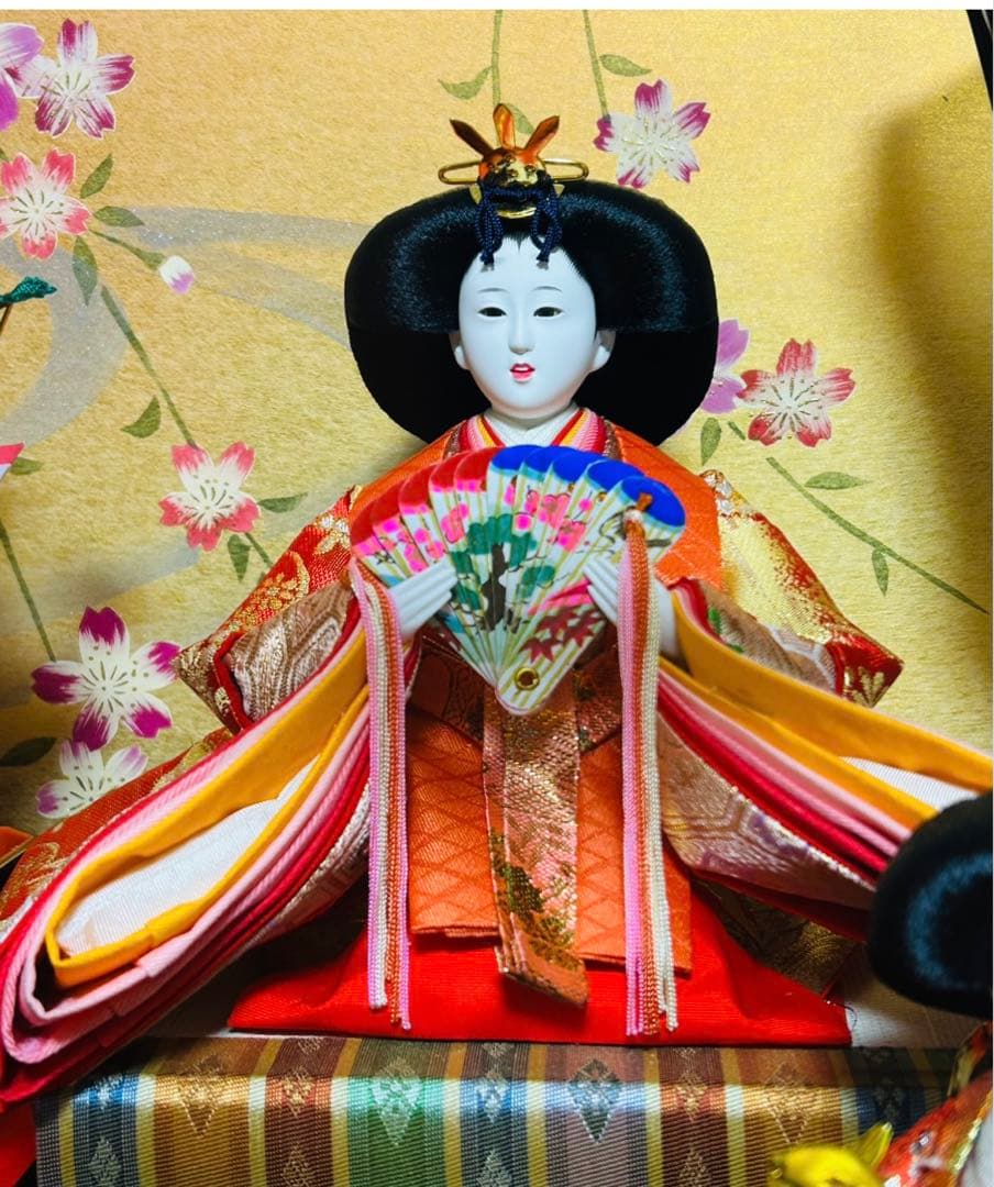 【久月　美品　縁起の良い高級雛人形】親王官女五人飾り　桃の節句に