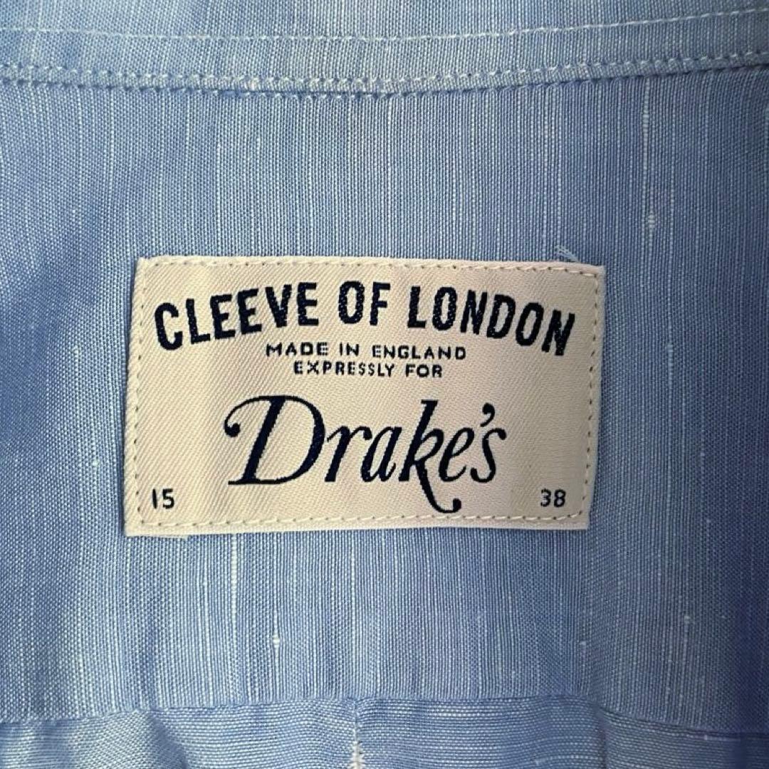 ★イングランド製 Drake's コットンリネン BDシャツ ドレイクス ブルー