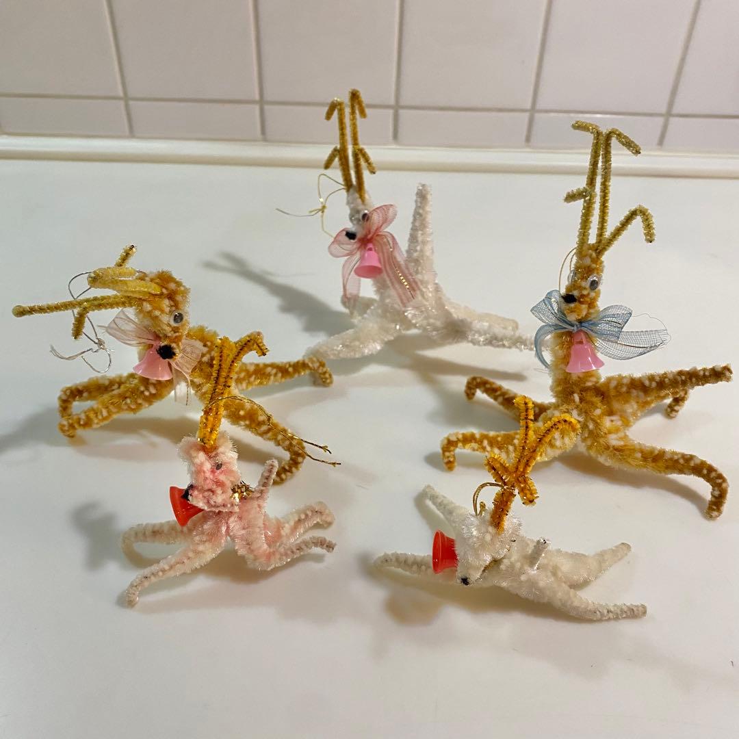モールのサンタなどクリスマス飾りセット　昭和レトロ