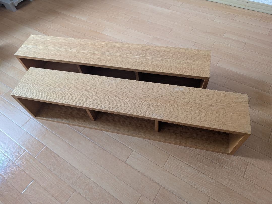【無印良品】壁に付けられる家具 箱（BOX） ロング 2個セット 木製