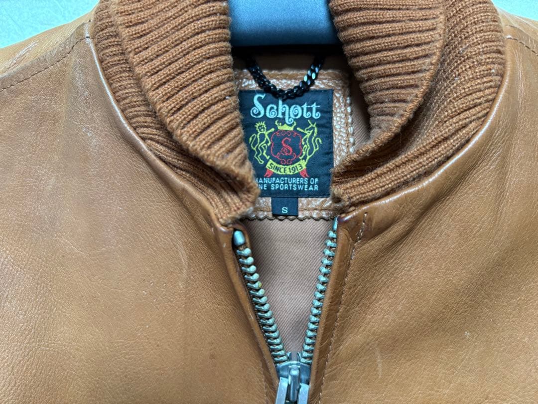 格安希少✨schott ライダースジャケット　シングルオレンジ牛革　レザー　S