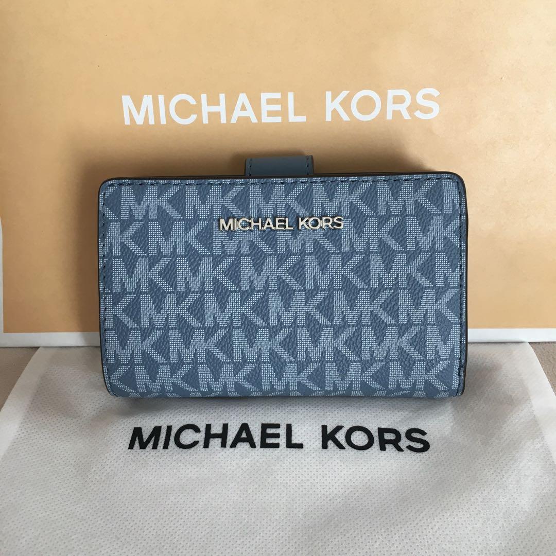 新品　マイケルコース　MICHEAL KORS 二つ折り　ブルー　財布