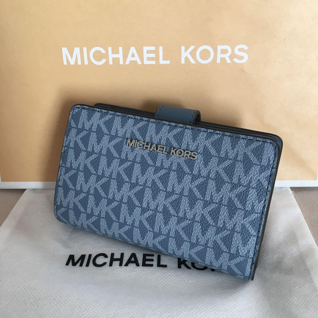 新品　マイケルコース　MICHEAL KORS 二つ折り　ブルー　財布
