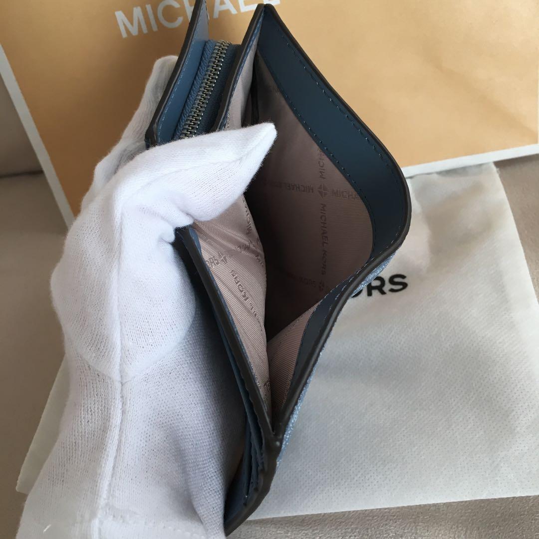 新品　マイケルコース　MICHEAL KORS 二つ折り　ブルー　財布