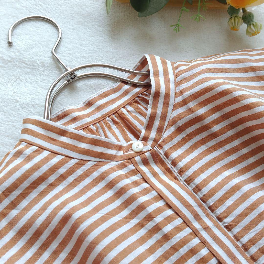 美品✨23SS トゥモローランドコレクション　シアーストライプフレアブラウス