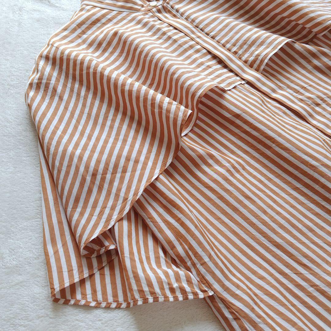 美品✨23SS トゥモローランドコレクション　シアーストライプフレアブラウス
