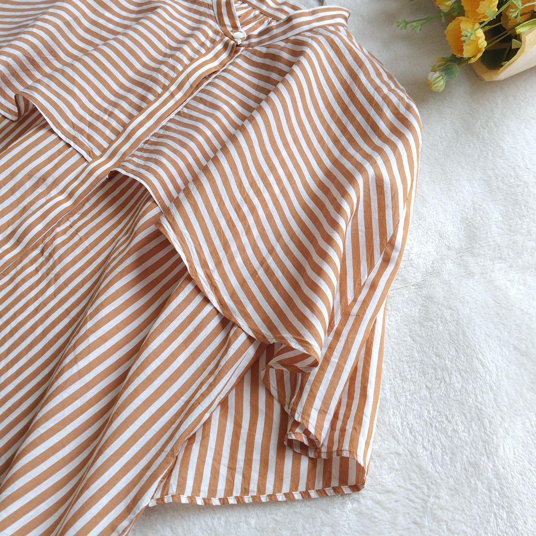 美品✨23SS トゥモローランドコレクション　シアーストライプフレアブラウス