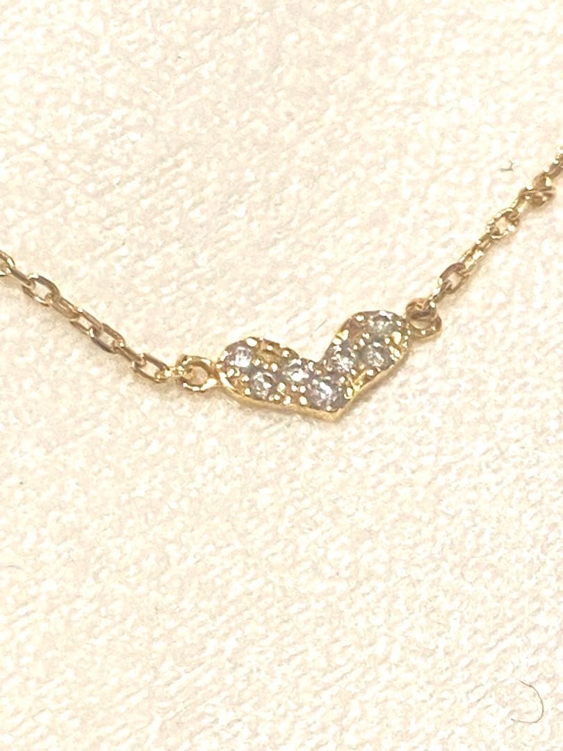 【agete】ハート型チャームブレスレットK18