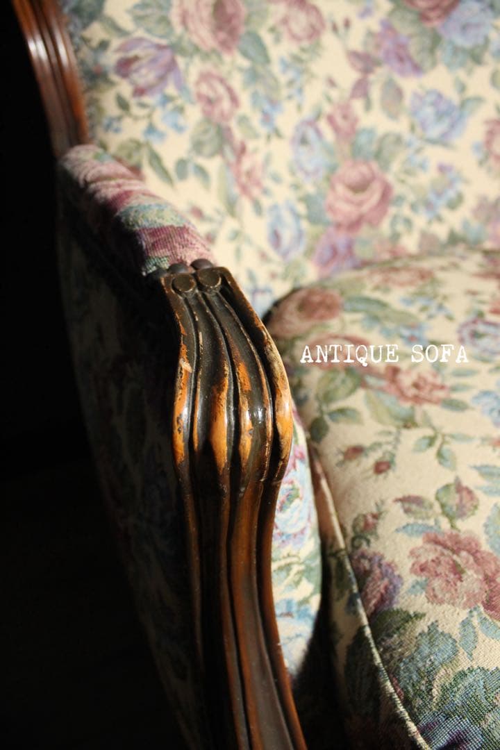 首都圏送無料〜80's アンティークソファ コレクターコンディション花柄 ソファ