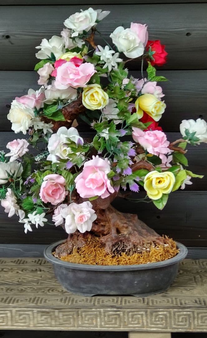 工芸盆栽（赤、ピンク、白、黄色）
