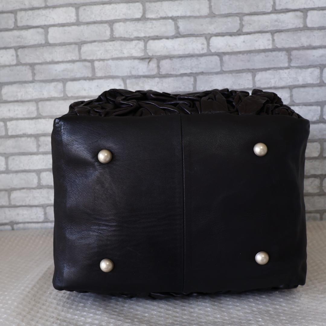 美品 廃盤 kawa-kawa カワカワ シワ加工 レザーボストンバッグ 黒