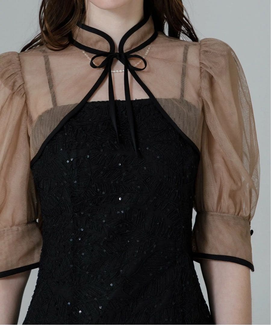 LEJA/スパンコール刺繍マーメイドボレロ付きワンピースドレス結婚式オケージョン