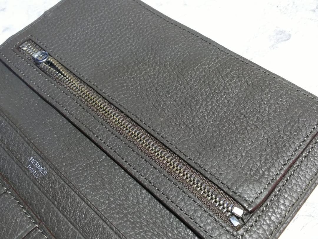 お買い得 HERMES ダークブラウン レザー 長財布