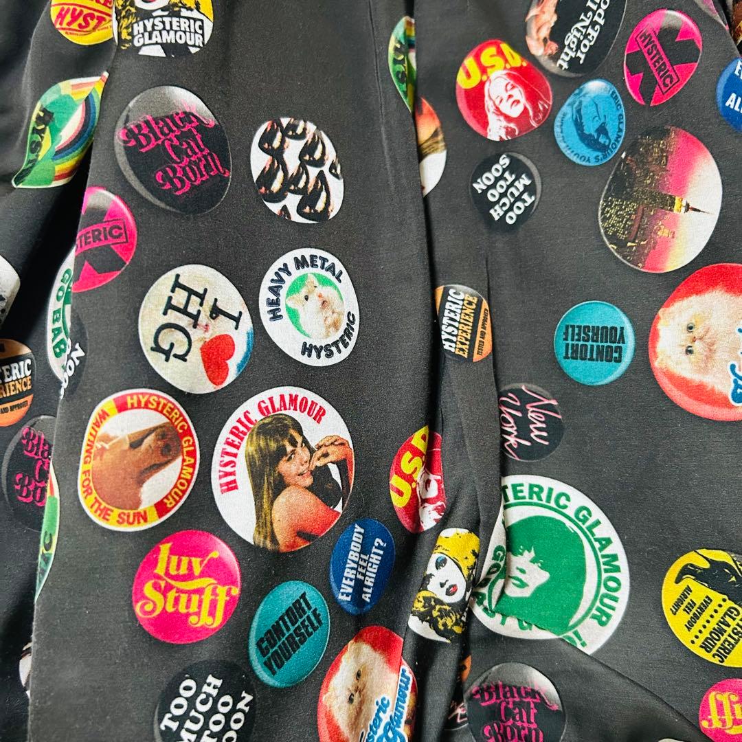 ヒステリックグラマー シングルライダースレザージャケット 山羊革 裏地総柄 黒