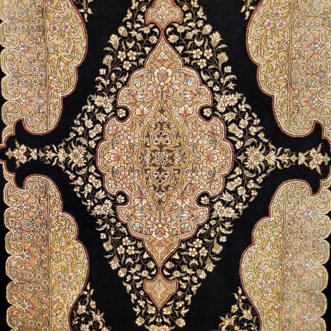 94x60cmペルシャマット(624)絹100%・クム産・絨毯・ギャッベ・ラグ