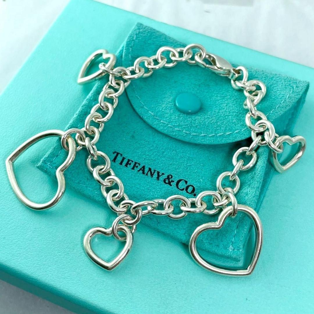 ティファニー 希少 マルチチャーム 5 オープンハート ブレスレット OF2fe