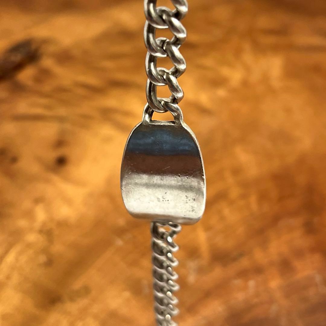 US ヴィンテージ シルバー IDヘビープレート ブレスレット STESLING
