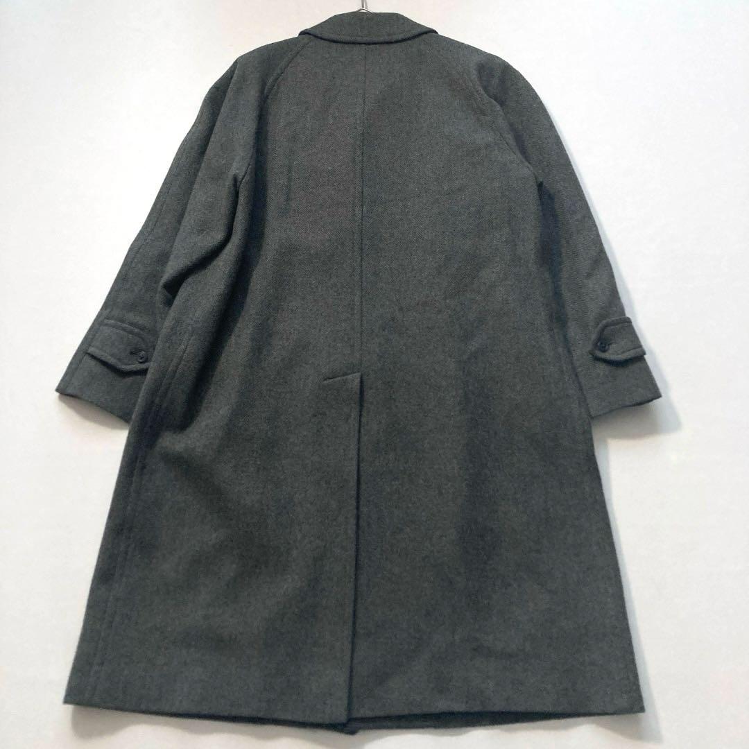 【美品】バーバリーズ ステンカラーコート カシミヤ混 ヘリンボーン グレー