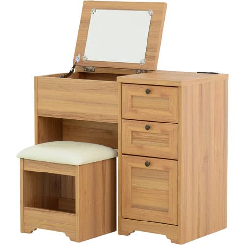 アンティーク調インテリア　ドレッサー＋スツールセット　ブラウン