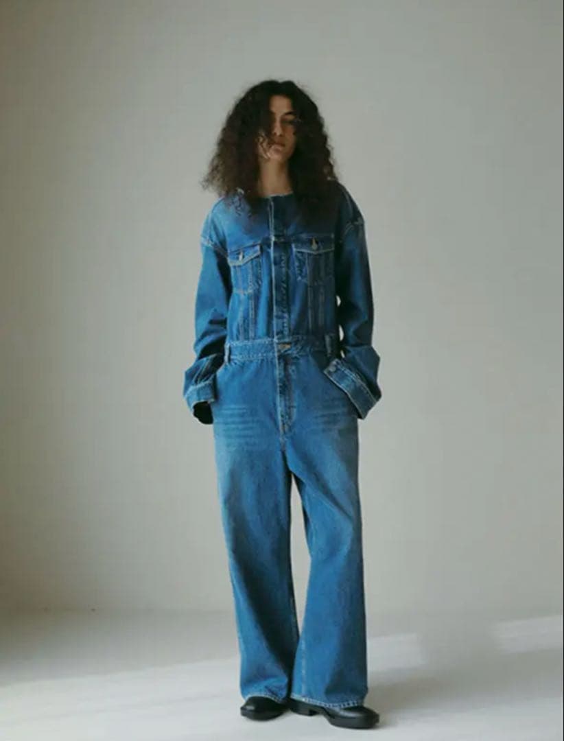 ETRE TOKYO カットオフネックデニムオールインワン - BLUE