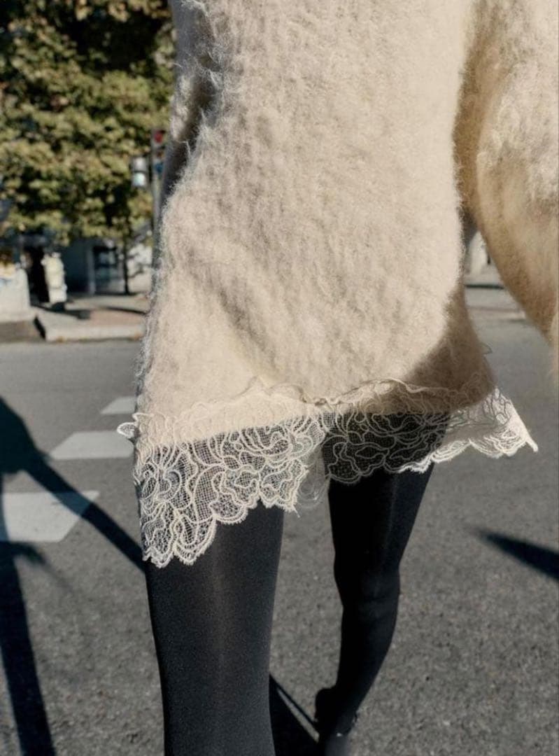 ZARA　レースコンビニットセーター M