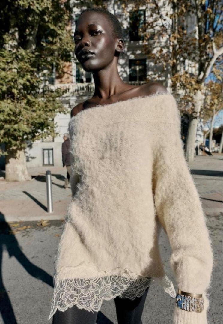 ZARA　レースコンビニットセーター M