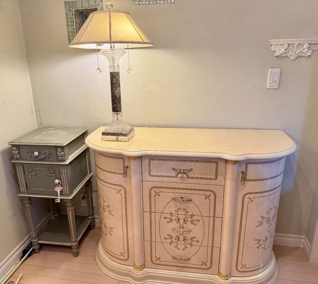 1点限り【美品】天然大理石×クリスタル調 テーブルランプ 高級インテリア