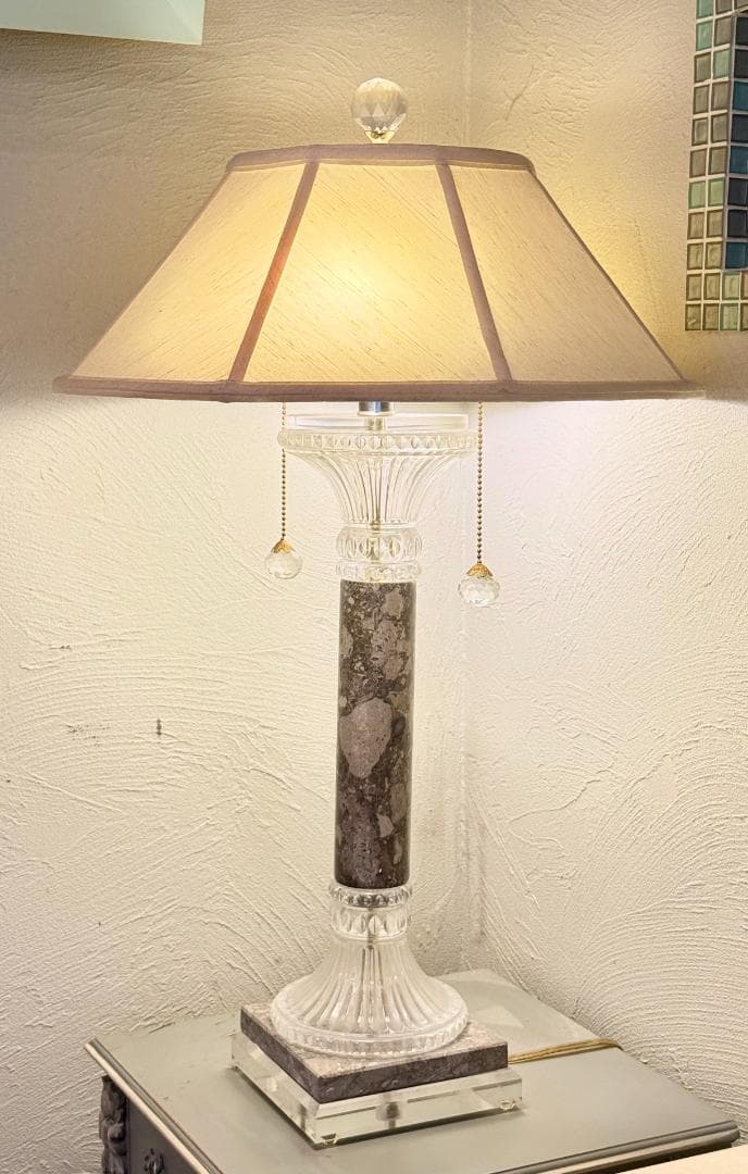 1点限り【美品】天然大理石×クリスタル調 テーブルランプ 高級インテリア