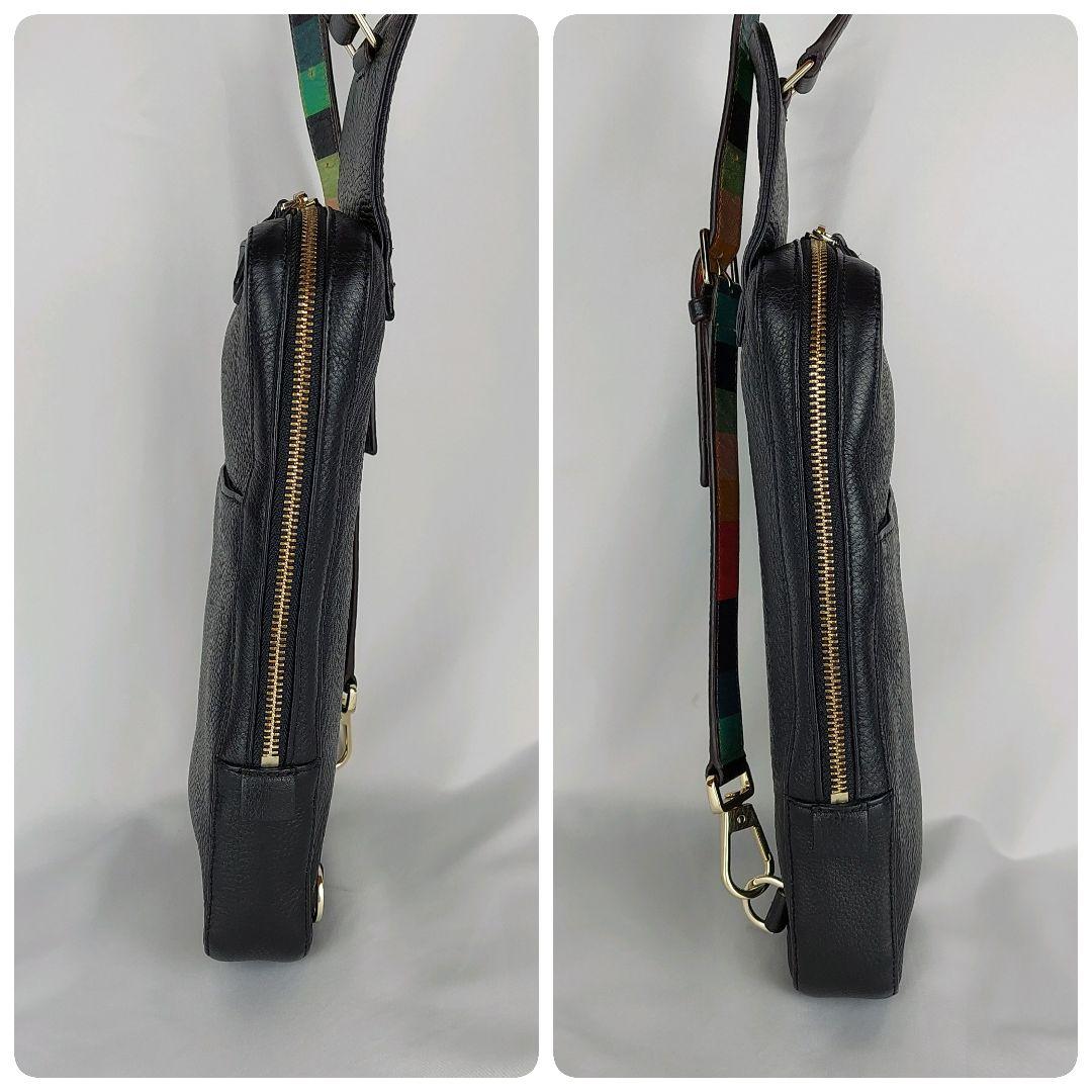 Paul Smith レザー ボディバッグ ブラック マルチストライプ