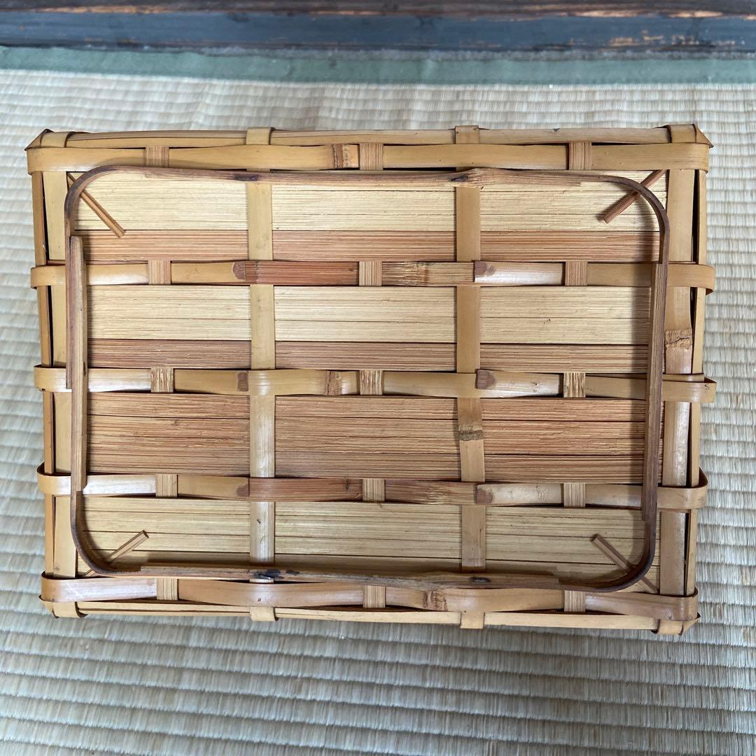 昭和レトロ　竹籠　竹カゴ　編みかご　2段弁当箱　ランチボックス　重箱