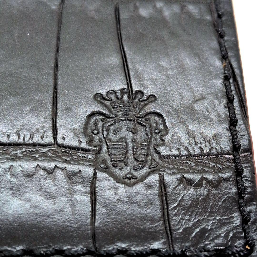 【未使用級】フェリージ　三つ折り財布　クロコ型押し　コンパクトウォレット　黒