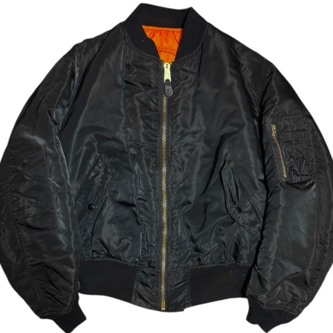 稀少 ALPHA 80s USA製 ビンテージ 旧タグ MA-1 ブラック XL