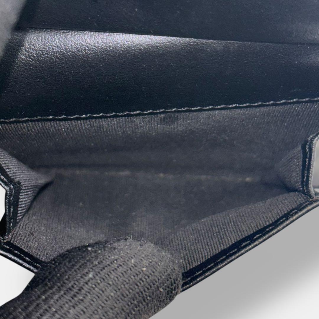 美品 現行 バーバリー 二つ折り財布 小銭入れ付 ロゴプリント レザー ブラック