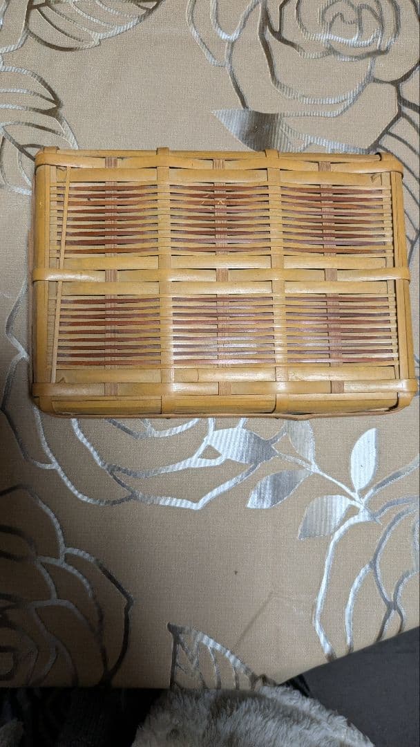 天然竹製持ち手付きバスケット