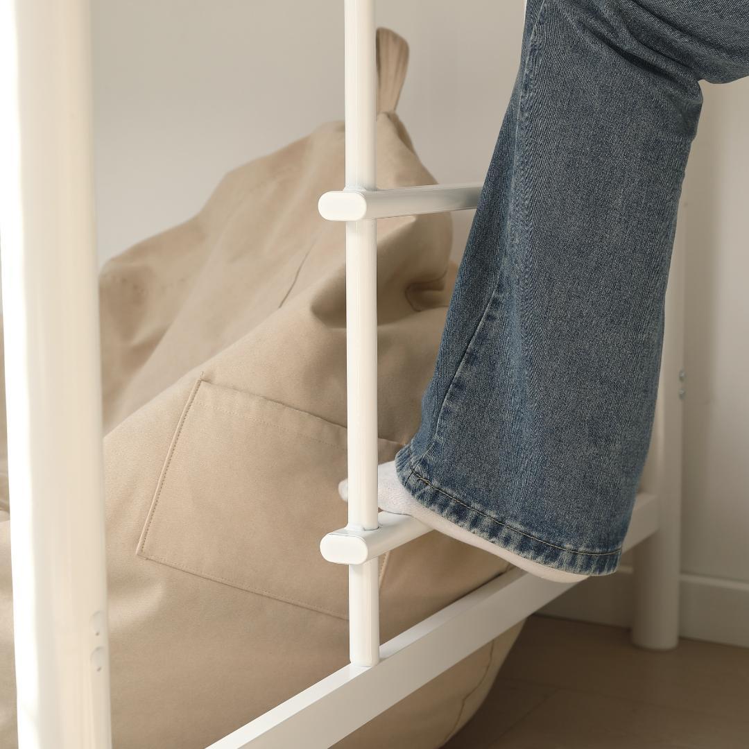 【高さ140cm】ロフトベッド パイプベッド シングル 耐荷重150 WHITE