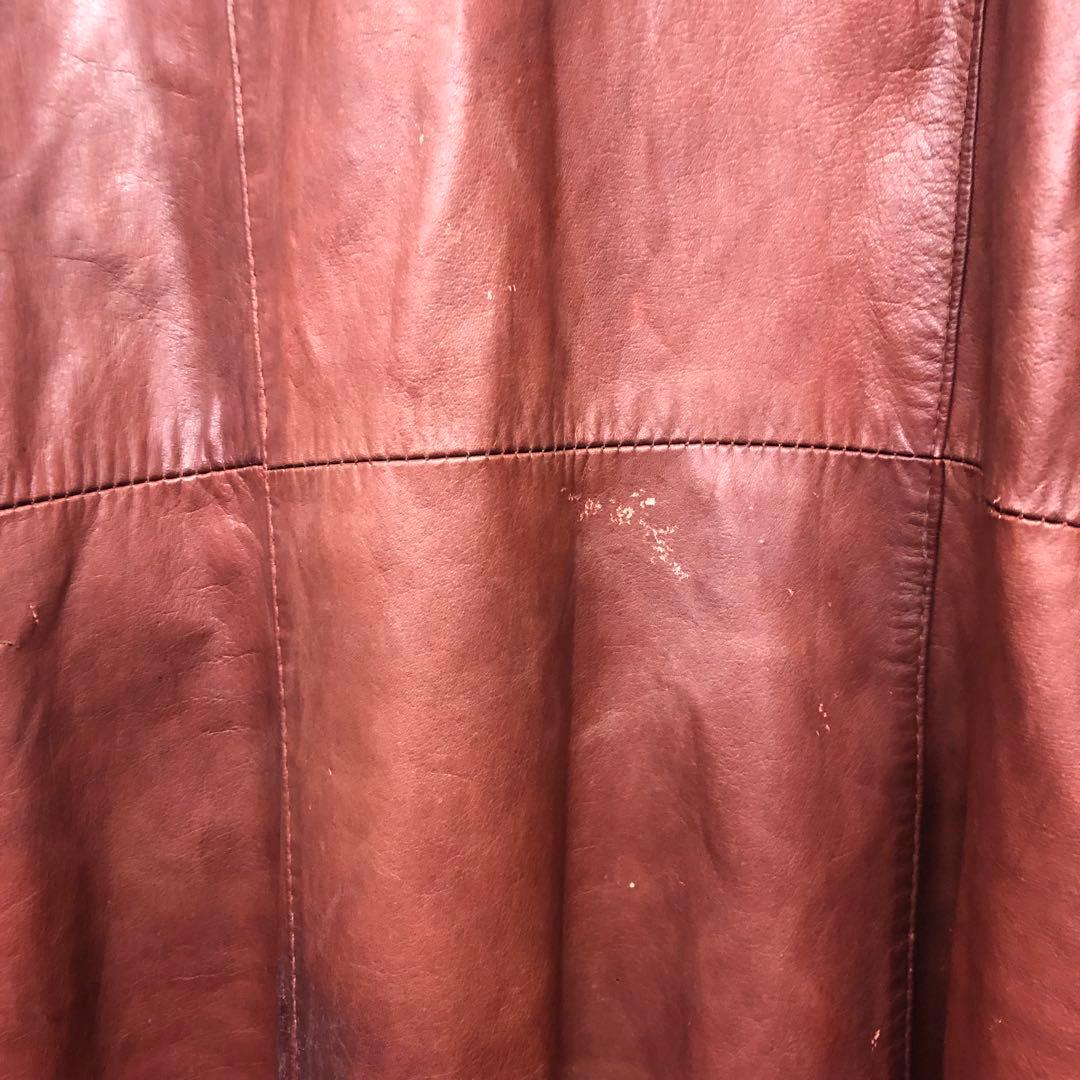 TOPSTYLE レザー ロングコート 90s 赤茶色 ブラウン　R