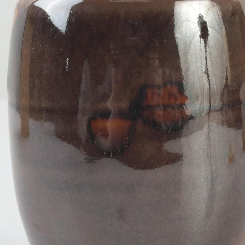 茶道具　京焼　桶谷定一作　肩衝茶入　仕覆付　共箱　V　9666