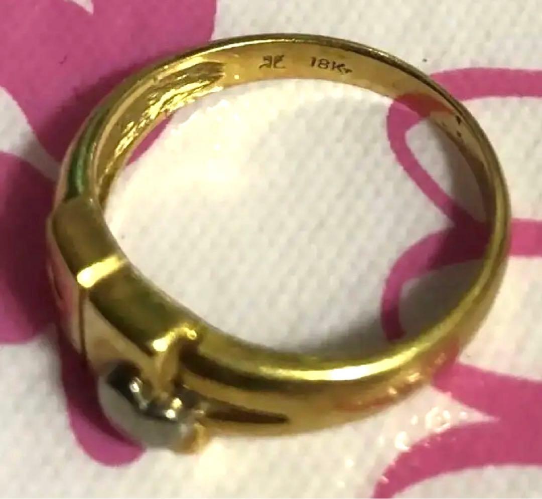 ゴールド シンプルリング　レディース　ハート付き 18k