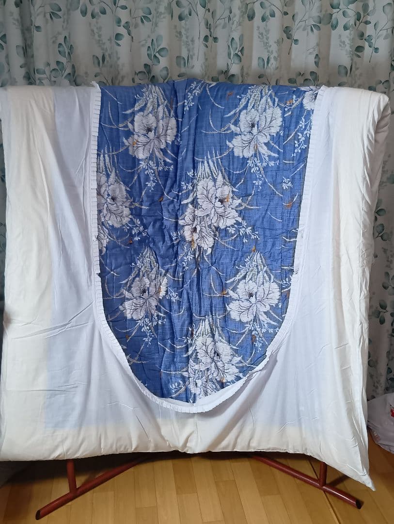 昭和　レトロ　モダン　掛け布団　花柄青　和風