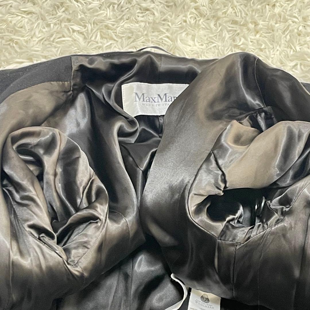 【Max Mara】白タグ　マックスマーラ 比翼ボタン　ロングコート 黒