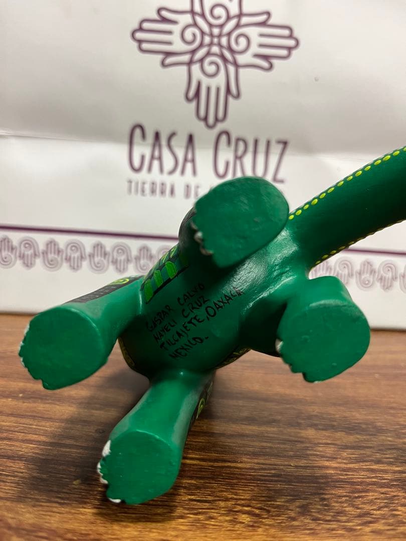 メキシコ伝統工芸 アレブリヘ 緑色恐竜 Taller Casa Cruz