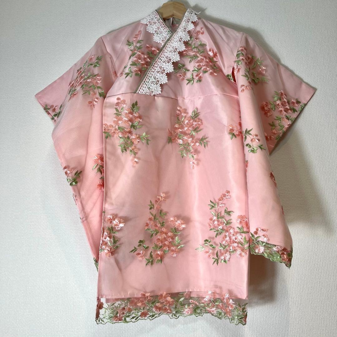 キャサリンコテージ 花刺繍チュールレース着物ワンピース＆ 被布セット　和装