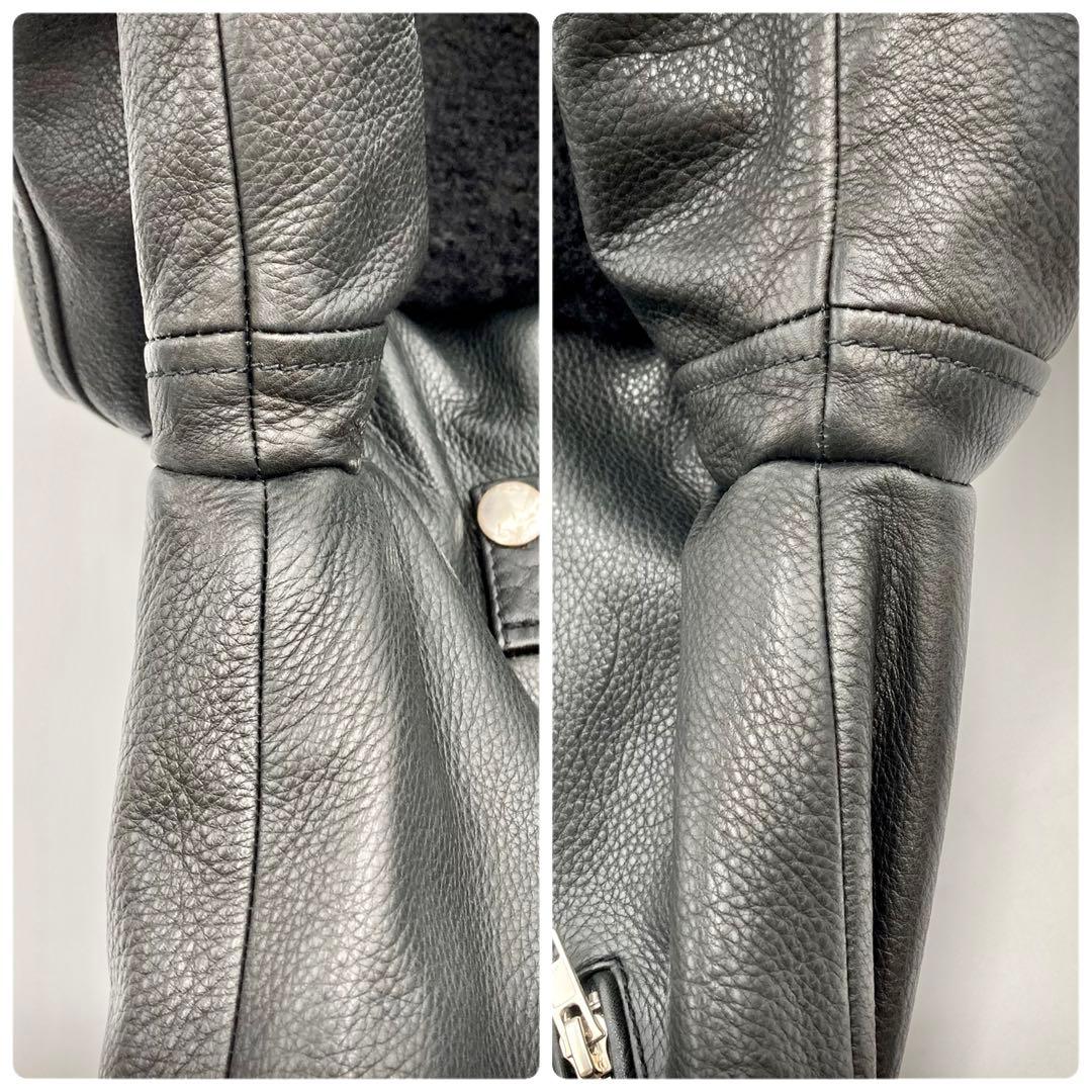 パンダ✨ DIESEL 襟ボア ライダース ジャケット シングル 黒 XS