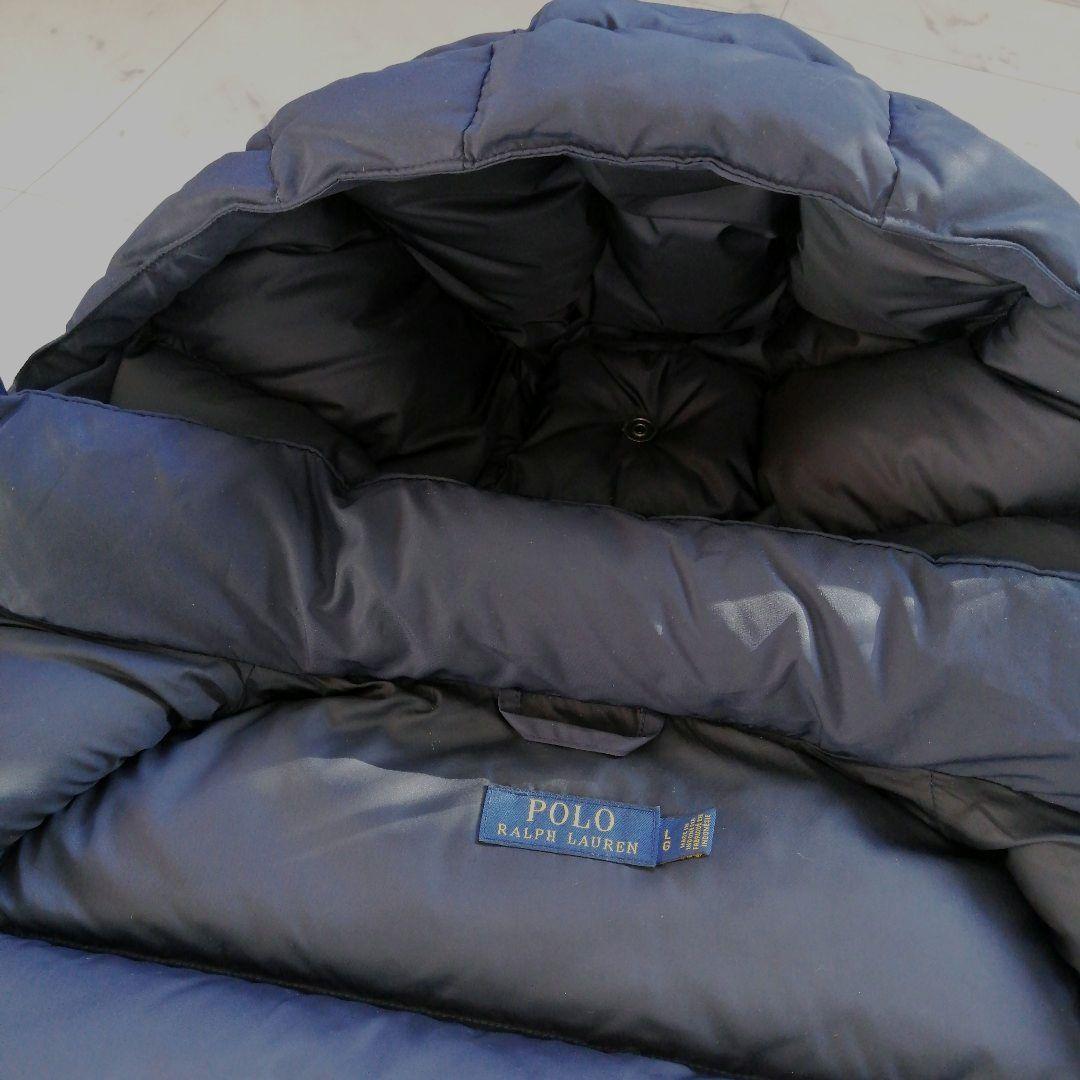ラルフローレン フード付き ダウンベスト Lサイズ 紺 2way ポニー刺繍