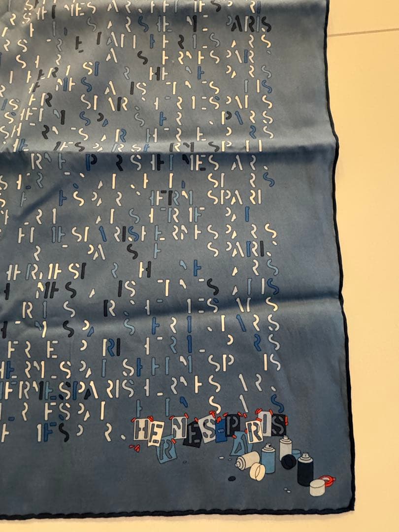 HERMES エルメスロゴ柄 シルクコットンスカーフ