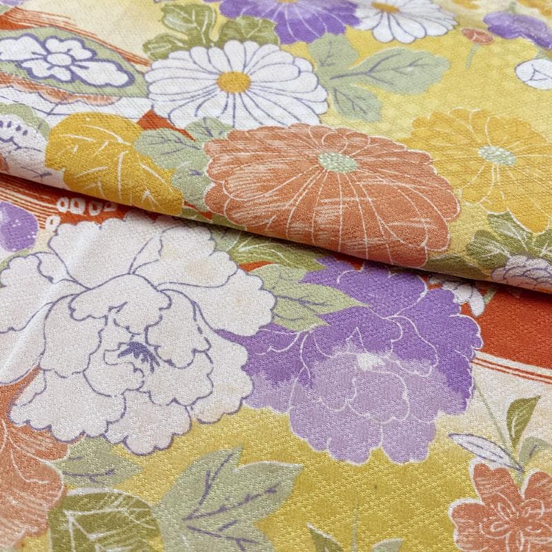 512ag40◎七五三 七歳 女児 アンティーク着物&袋帯 レトロ オレンジ◎